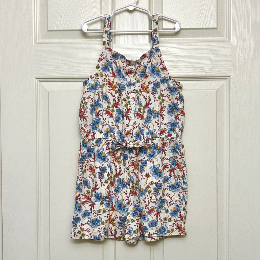 Old Navy Floral Print Linen Romper Size 10/12 Large